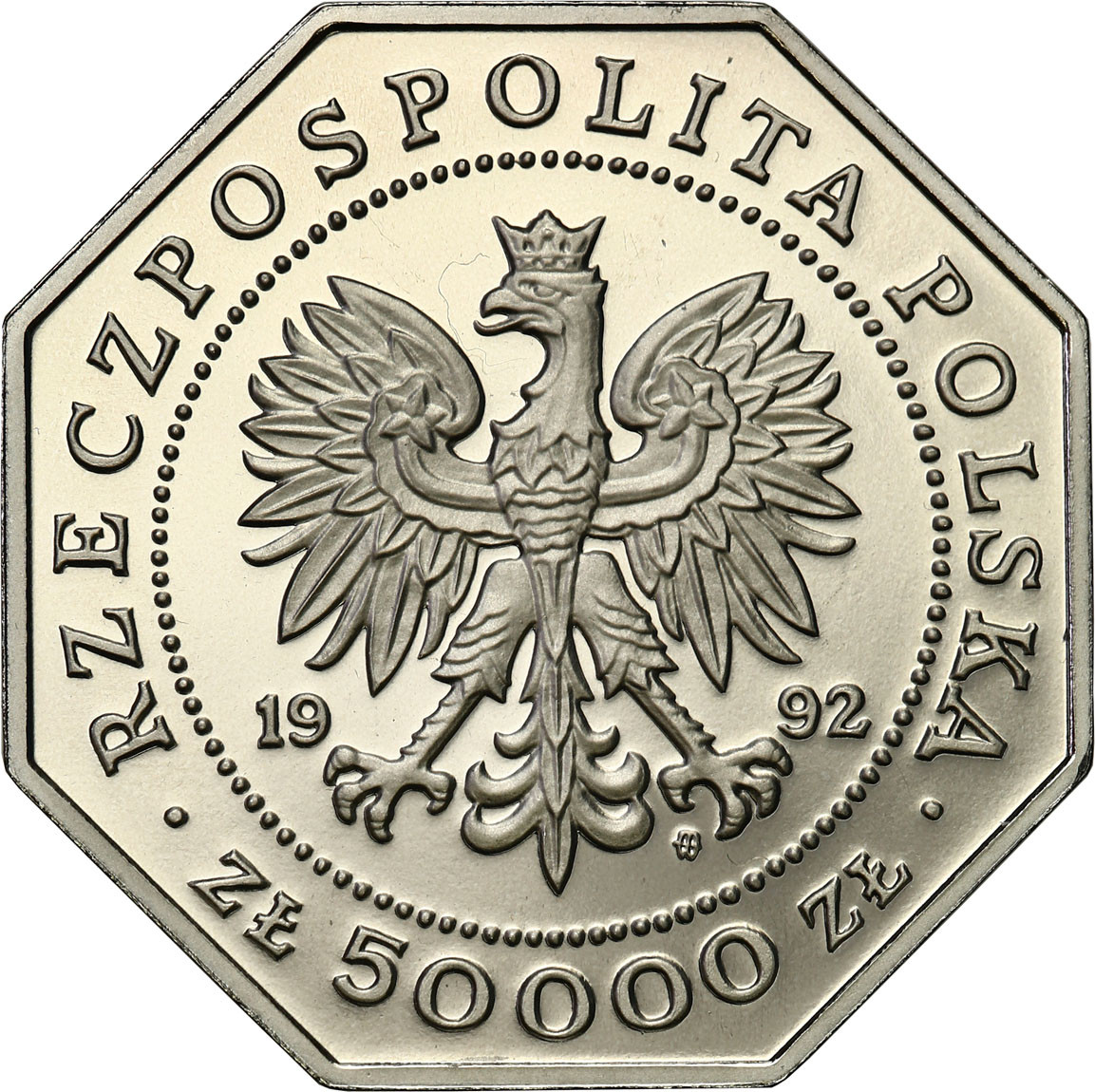 PRL. PRÓBA Nikiel 50 000 złotych 1992 - Virtuti